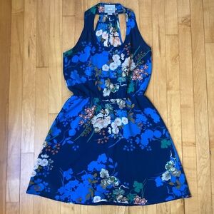 Anthropologie Maeve Mini Dress Blue Floral Sz XS